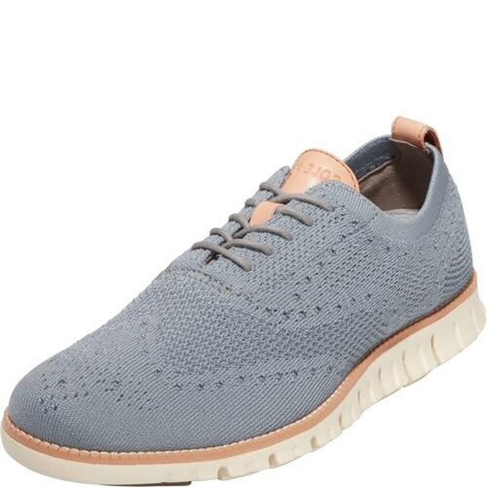 COLE HAAN MEN'S ZEROGRAND STITCHLITE WINGTIP OXFORD, IRONSTONE/IVORY, 10.5